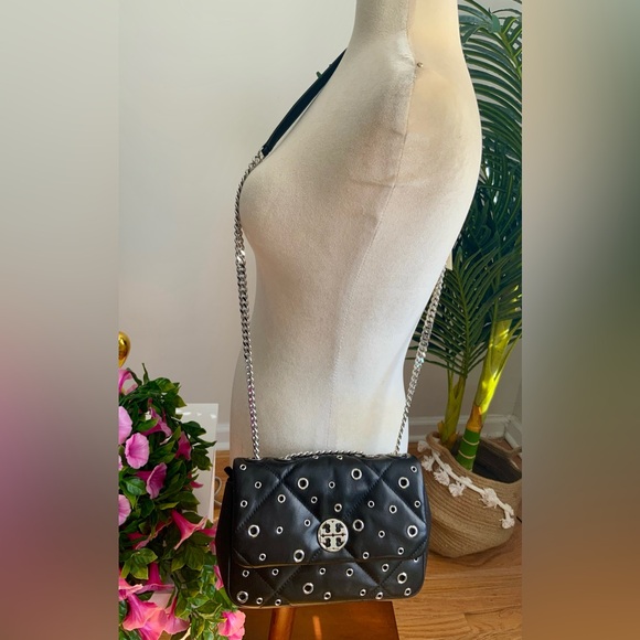 NWT TORY BURCH WILLA LEATHER GROMMETS SHOULDER CROSSBODY BAG - Picture 5 of 12